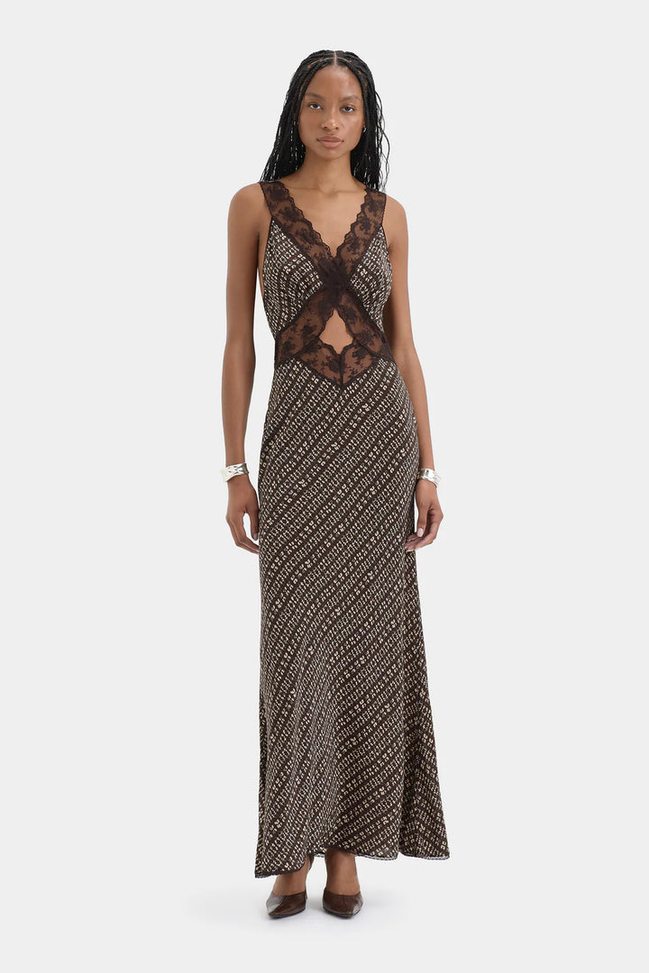 Sir The Label Astrid Cut Out Gown Tisso Plum