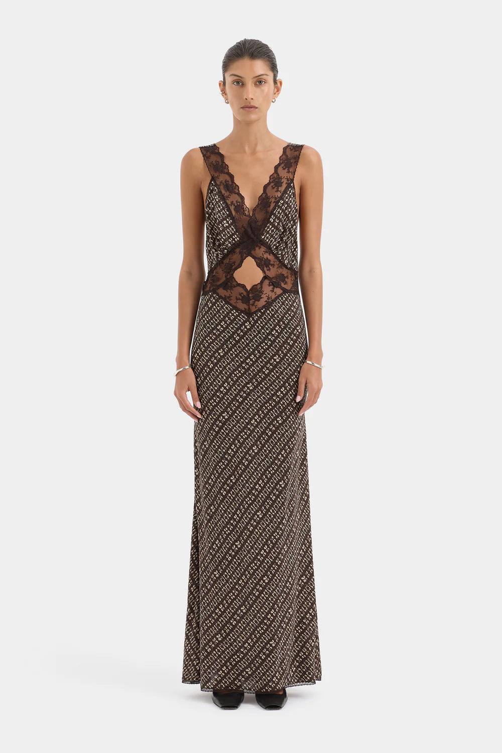 Sir The Label Astrid Cut Out Gown Tisso Plum