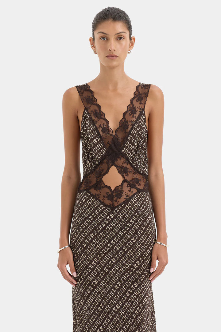 Sir The Label Astrid Cut Out Gown Tisso Plum