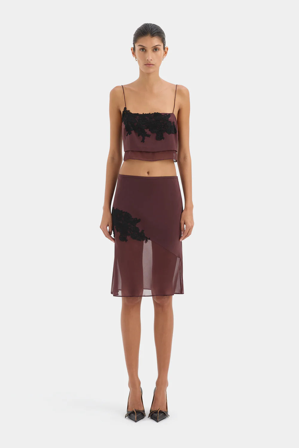 Sir The Label Noria Cropped Cami Dark Plum