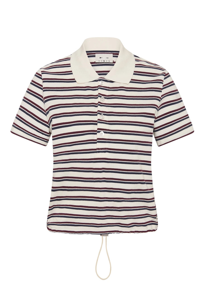 The Upside Sophie Cropped Polo Shirt Stripe