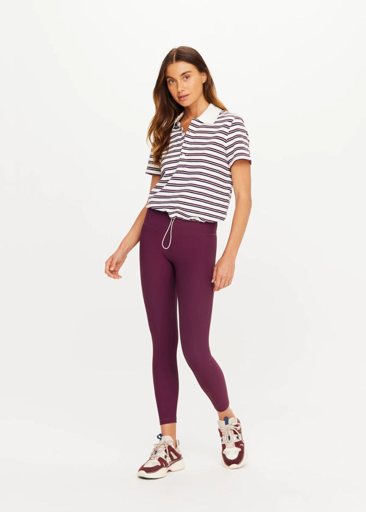 The Upside Sophie Cropped Polo Shirt Stripe