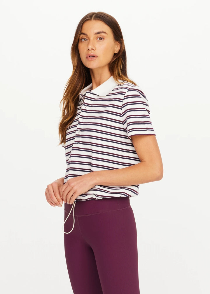 The Upside Sophie Cropped Polo Shirt Stripe