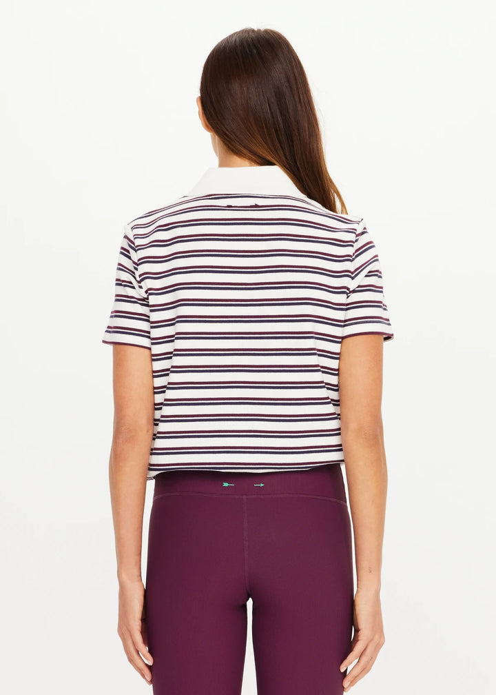 The Upside Sophie Cropped Polo Shirt Stripe