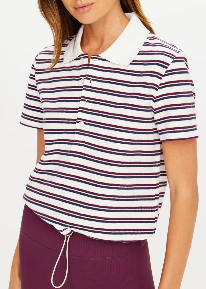 The Upside Sophie Cropped Polo Shirt Stripe