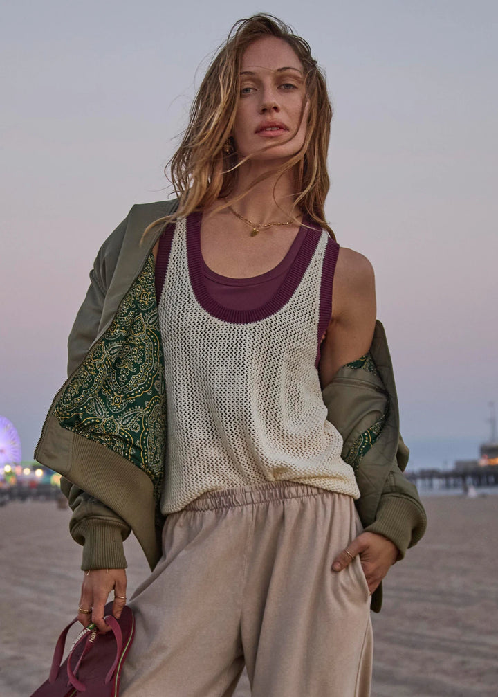 The Upside Fenway Wales Knit Tank Cream