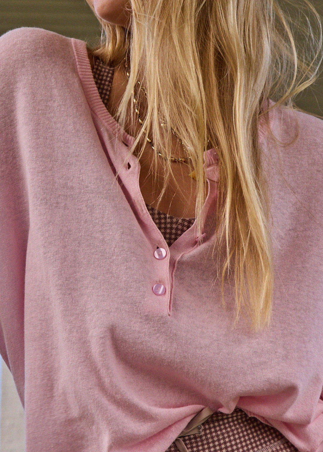 The Upside Rylee Knit Button Top Rosewater