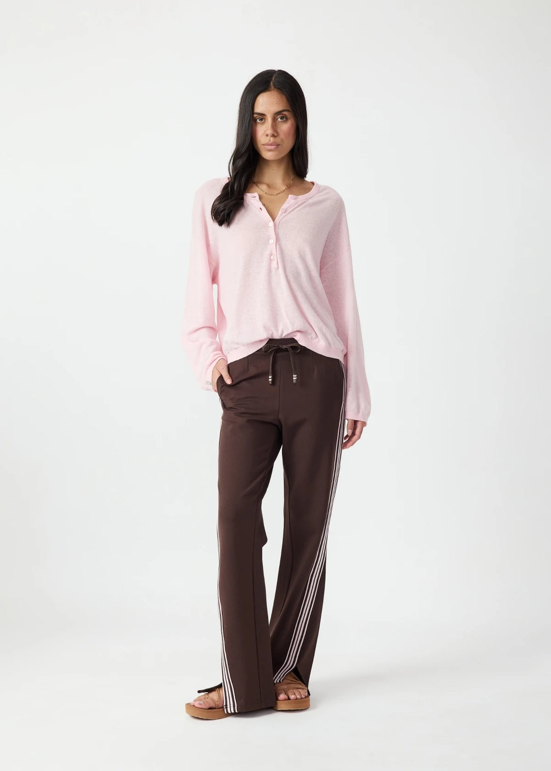 The Upside Rylee Knit Button Top Rosewater