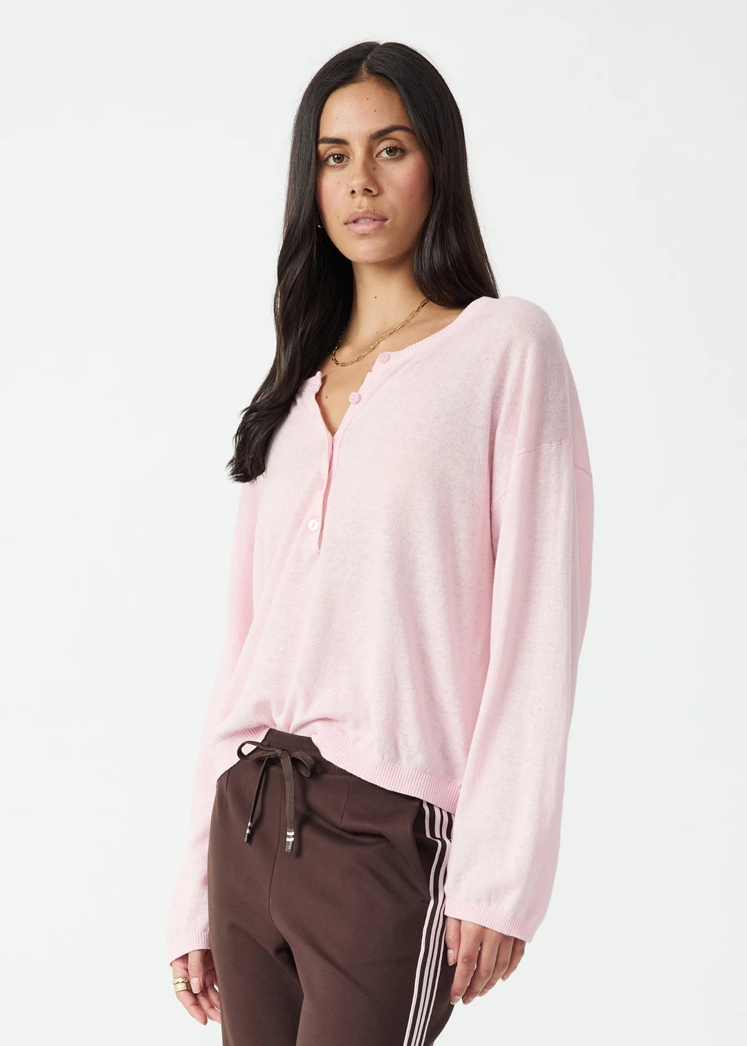The Upside Rylee Knit Button Top Rosewater