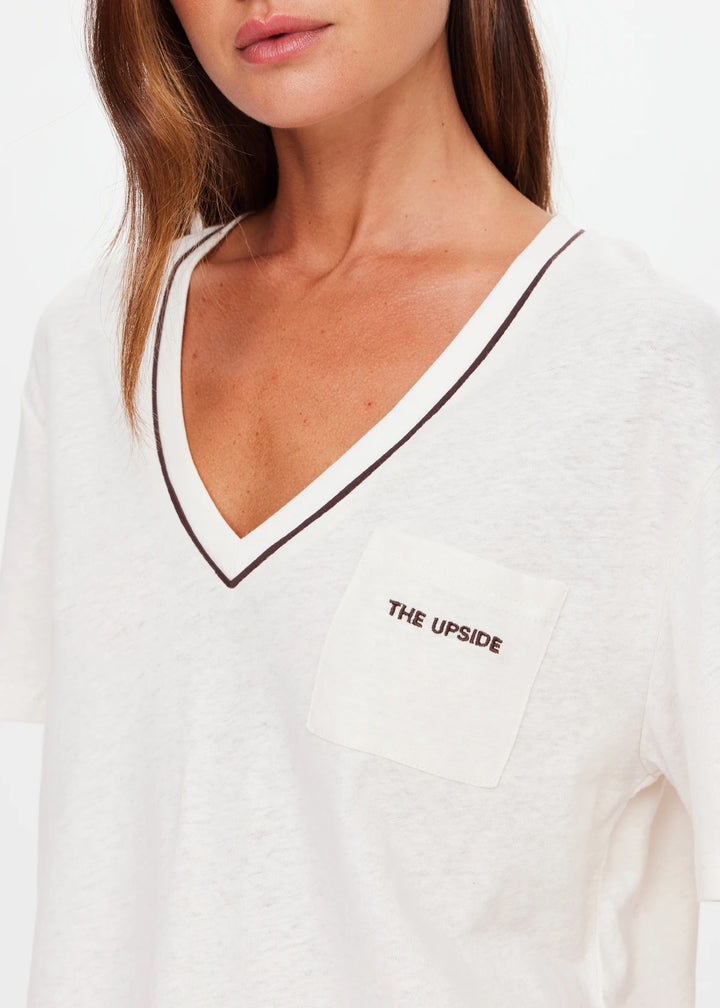 The Upside Elina V Neck Tee Coconut