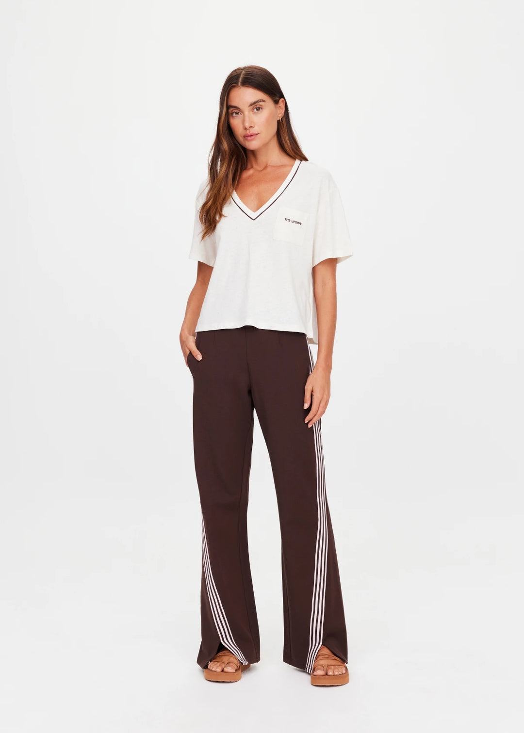 The Upside Elina V Neck Tee Coconut