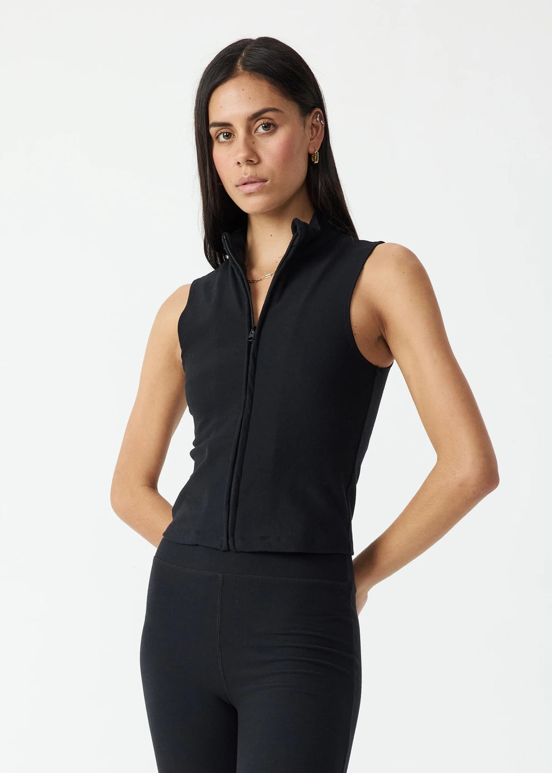 The Upside Divina Lizzy Zip Tank Top Black