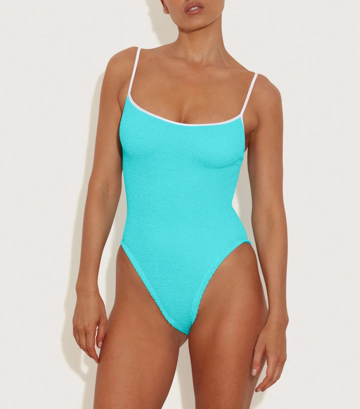 Hunza G - Pamela Swim Contrast - Aqua/White