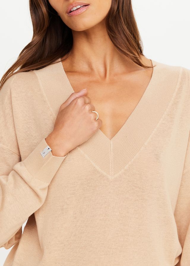 The Upside Bonita V Neck Knit Natural