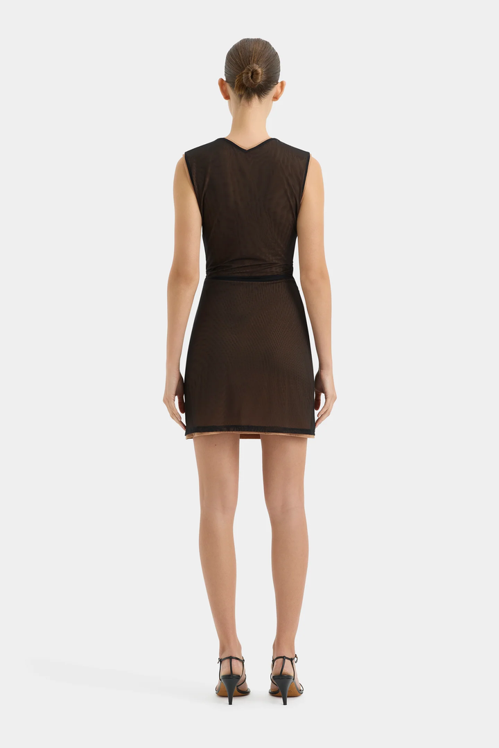 Sir - Delta Overlay Dress - Sepia