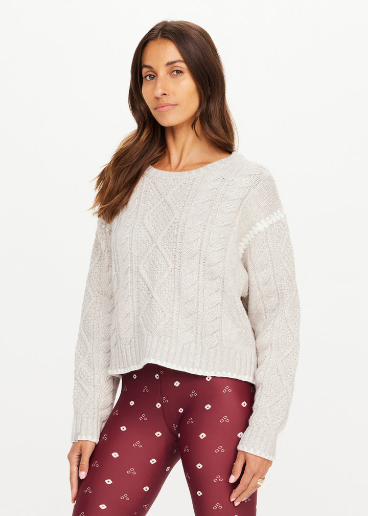 The Upside Xanthe Crew Neck Knit Sweater Cream