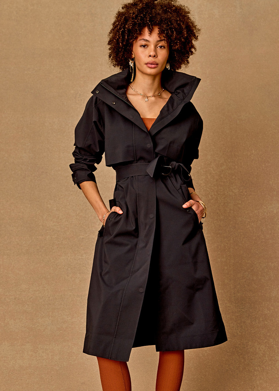 The Upside James Hooded Trench Coat Black
