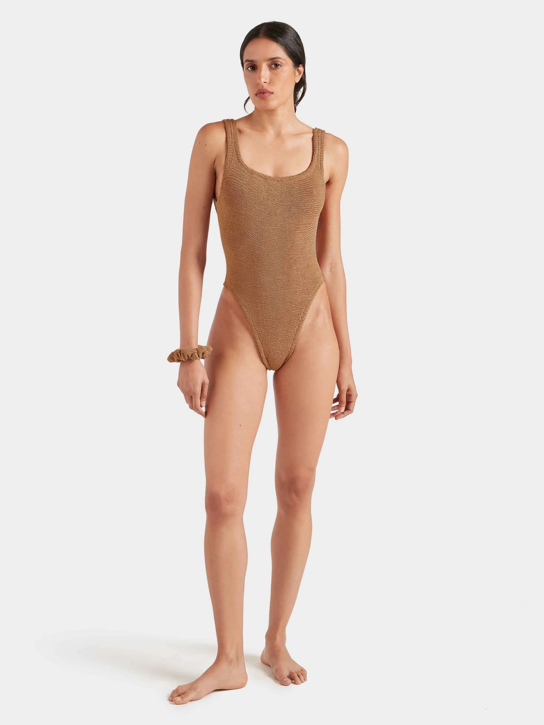 Hunza G Square Neck Swim Metallic Cocoa