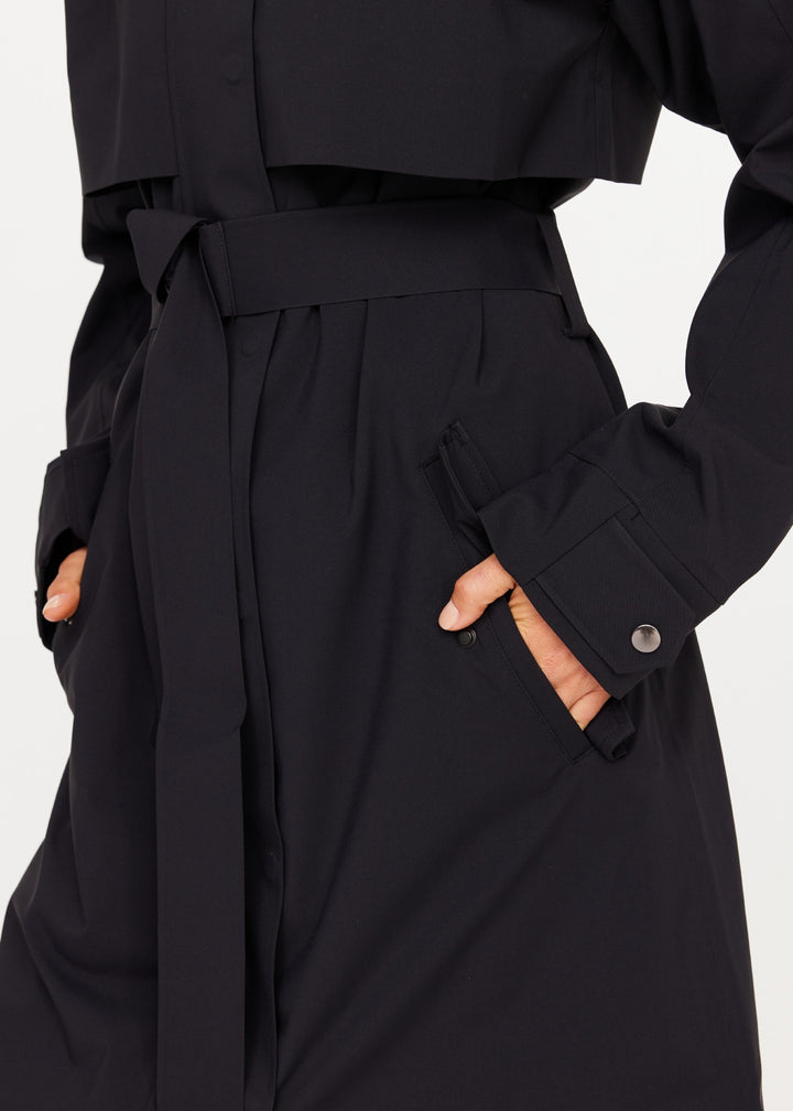 The Upside James Hooded Trench Coat Black