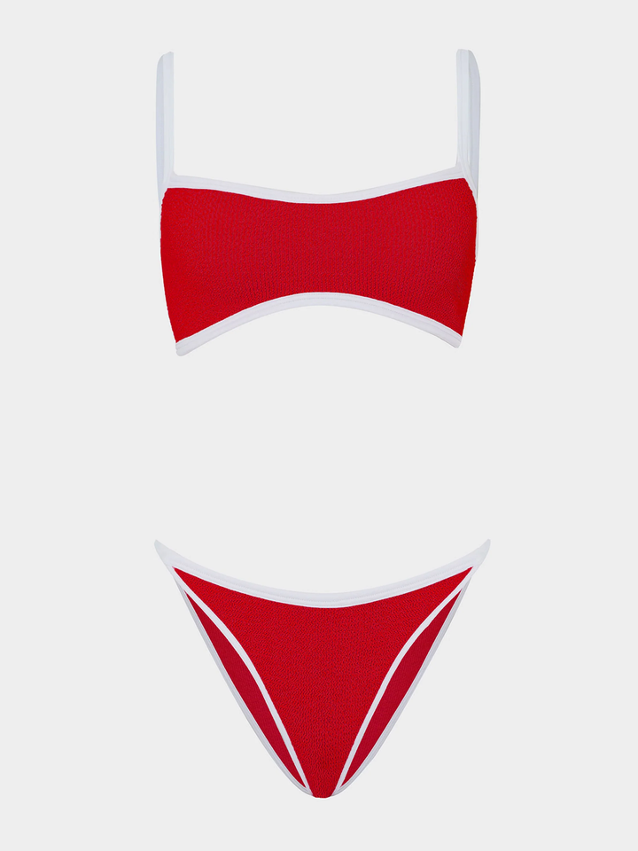 Hunza G Tyler Contrast Bikini Red/White