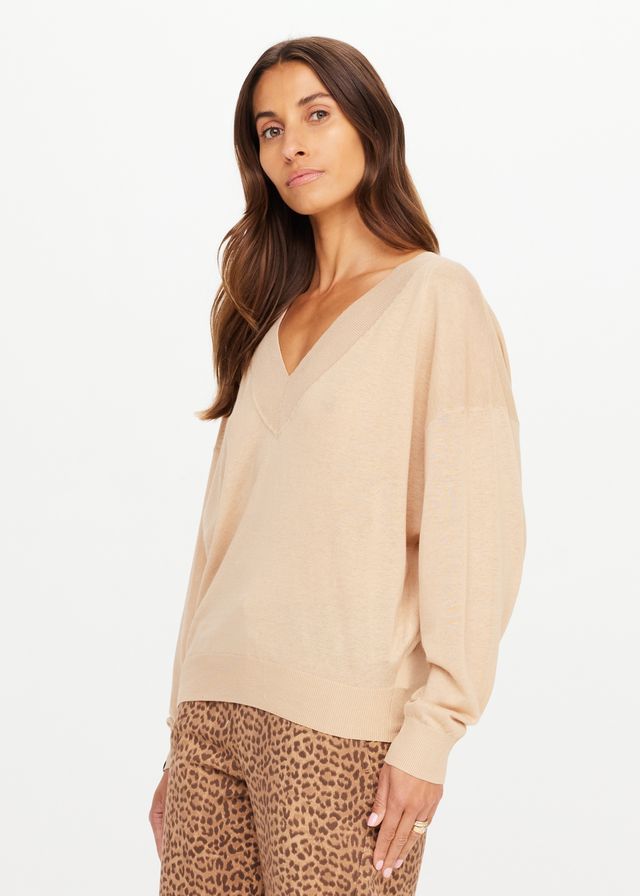 The Upside Bonita V Neck Knit Natural