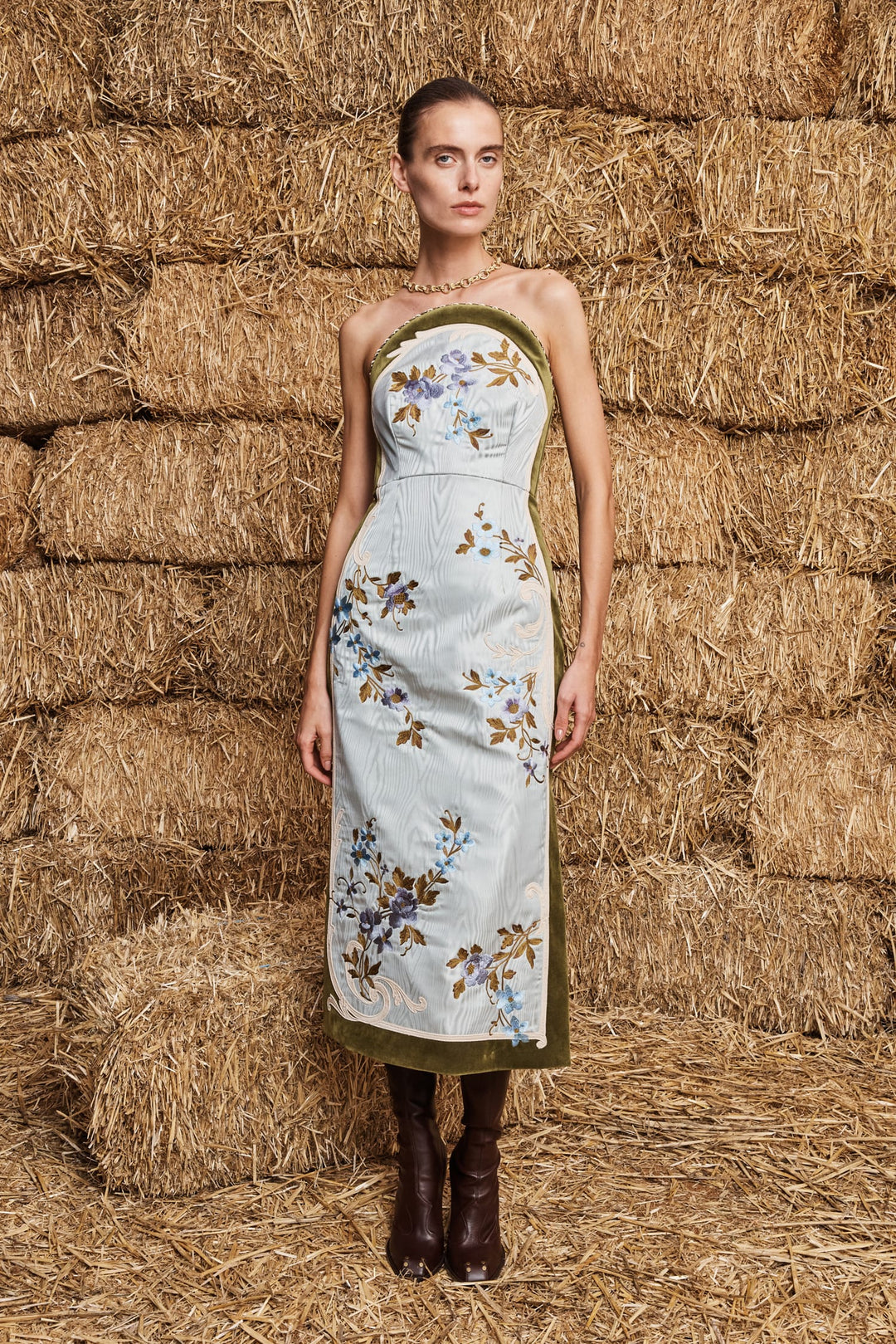 Alemais Odessa Embroidered Midi Dress