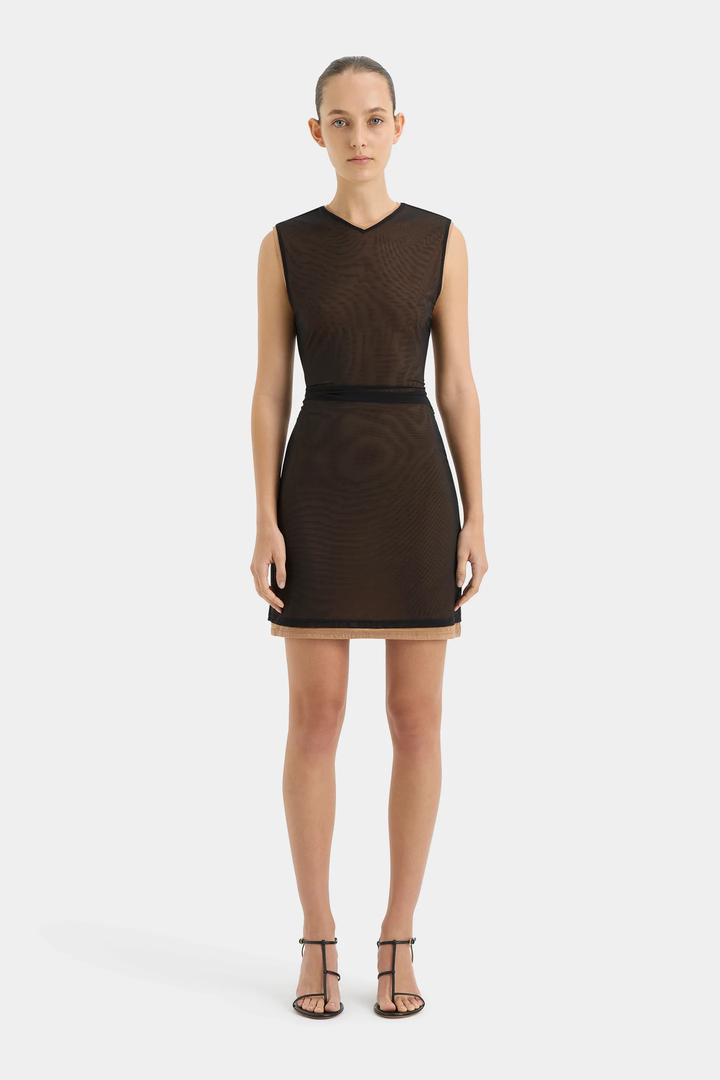 Sir - Delta Overlay Dress - Sepia