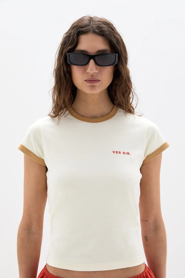 Sir The Label Fitted Tee Ivory Yellow