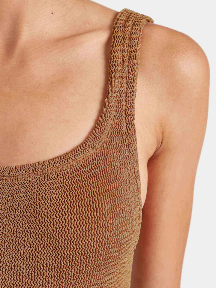 Hunza G Square Neck Swim Metallic Cocoa