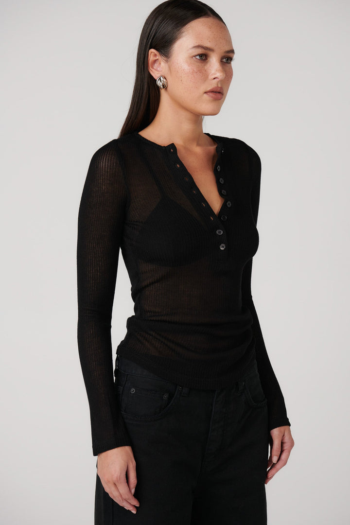 Bayse - Xavier Button Top - Black