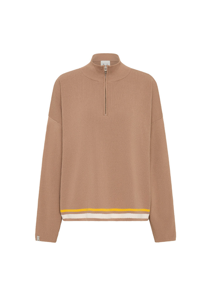 The Upside Veneto Carter Knit Zip Top Mocha