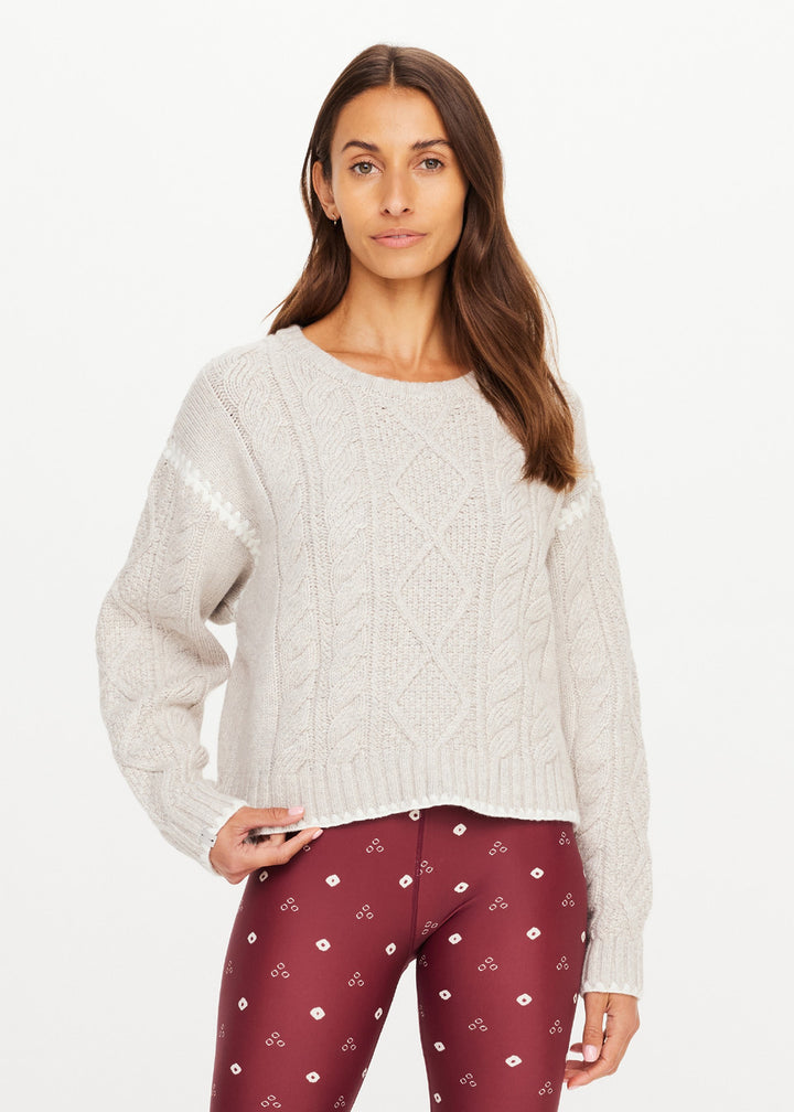 The Upside Xanthe Crew Neck Knit Sweater Cream