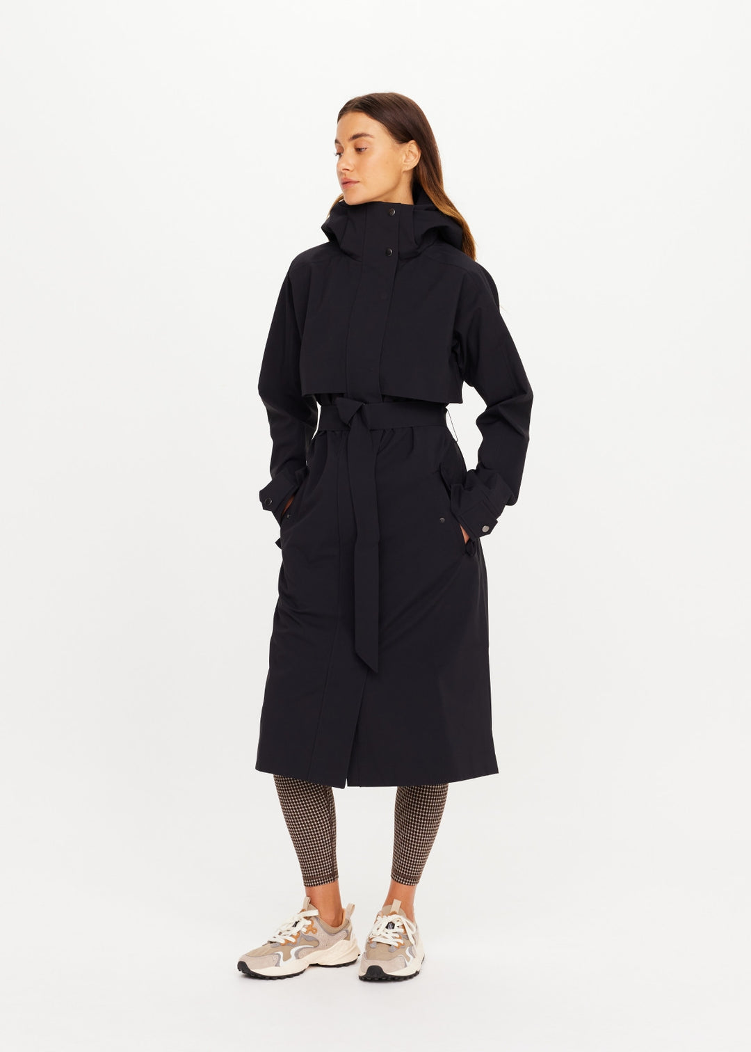 The Upside James Hooded Trench Coat Black