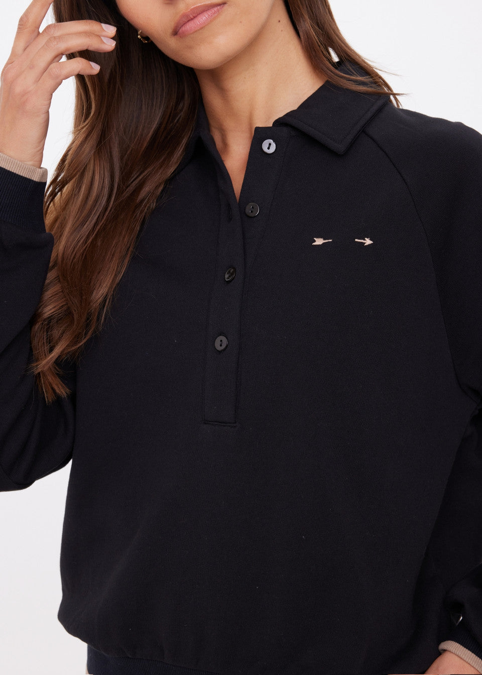The Upside Collared Elle Polo Black