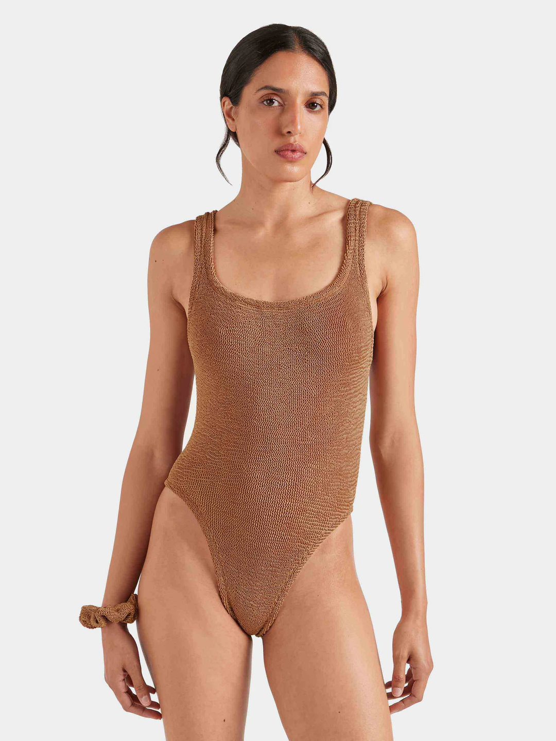 Hunza G Square Neck Swim Metallic Cocoa