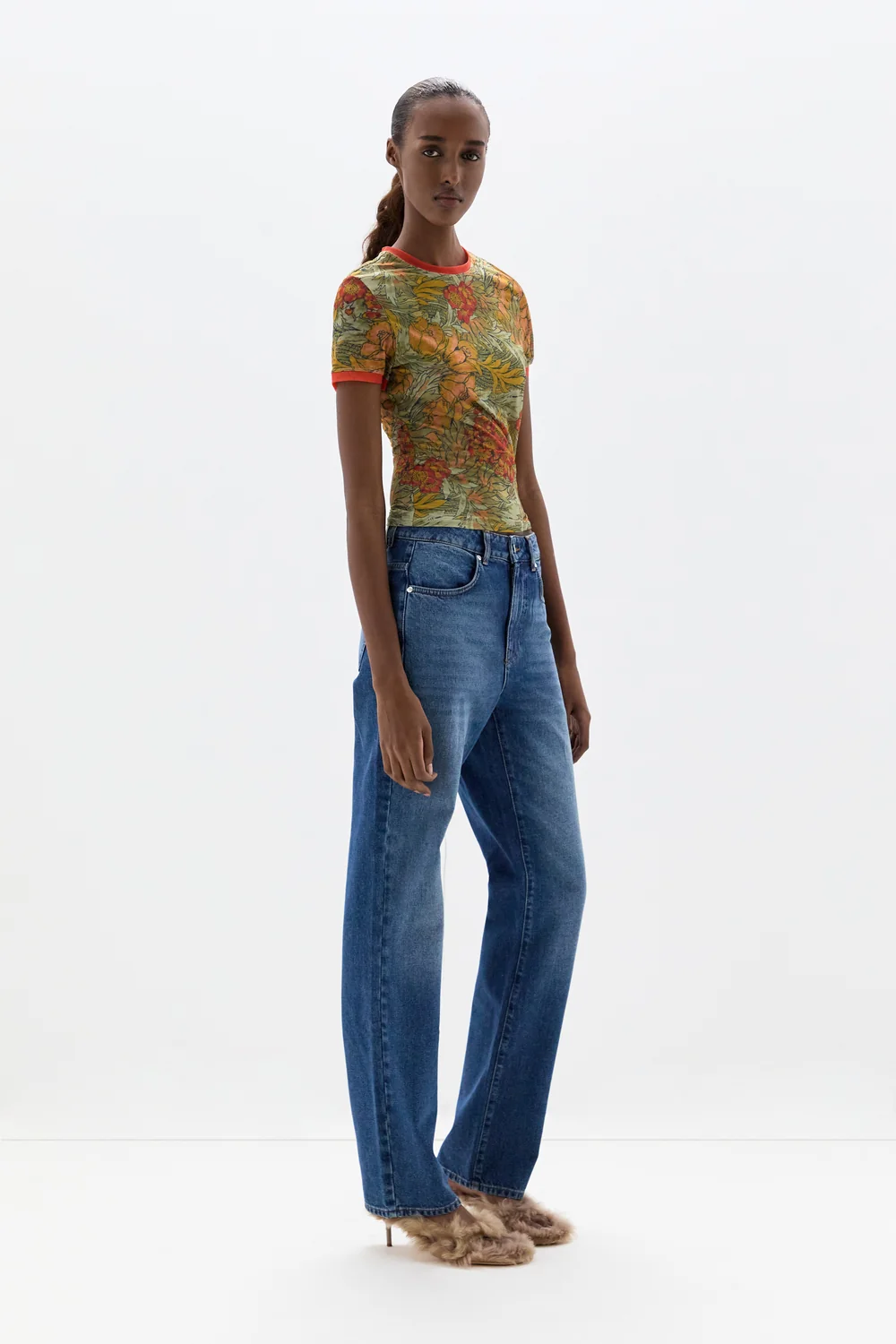 Sir The Label Eliana Mesh Fitted Tee