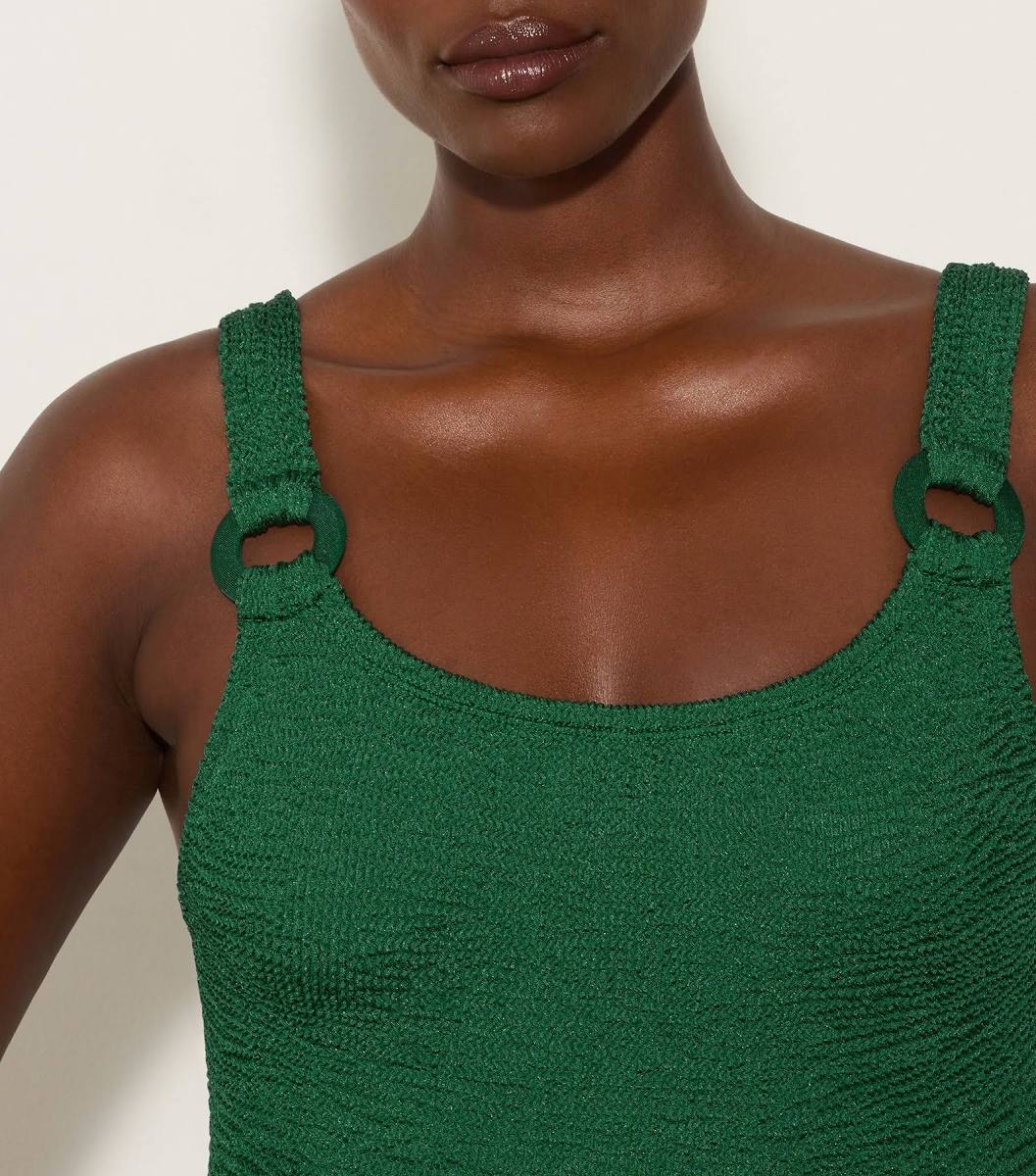Hunza G Domino Swim Fabric Covered Hoops Emerald