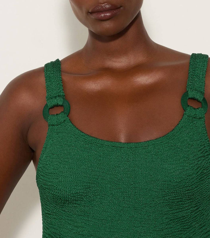 Hunza G Domino Swim Fabric Covered Hoops Emerald