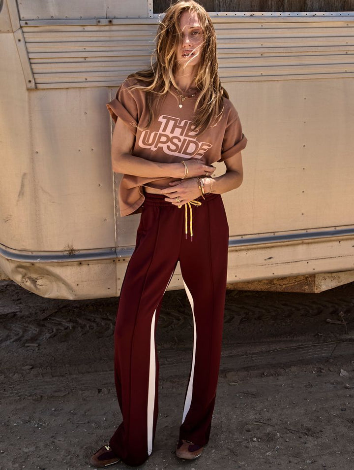 The Upside Marnie Panelled Wide Leg Pant Maroon