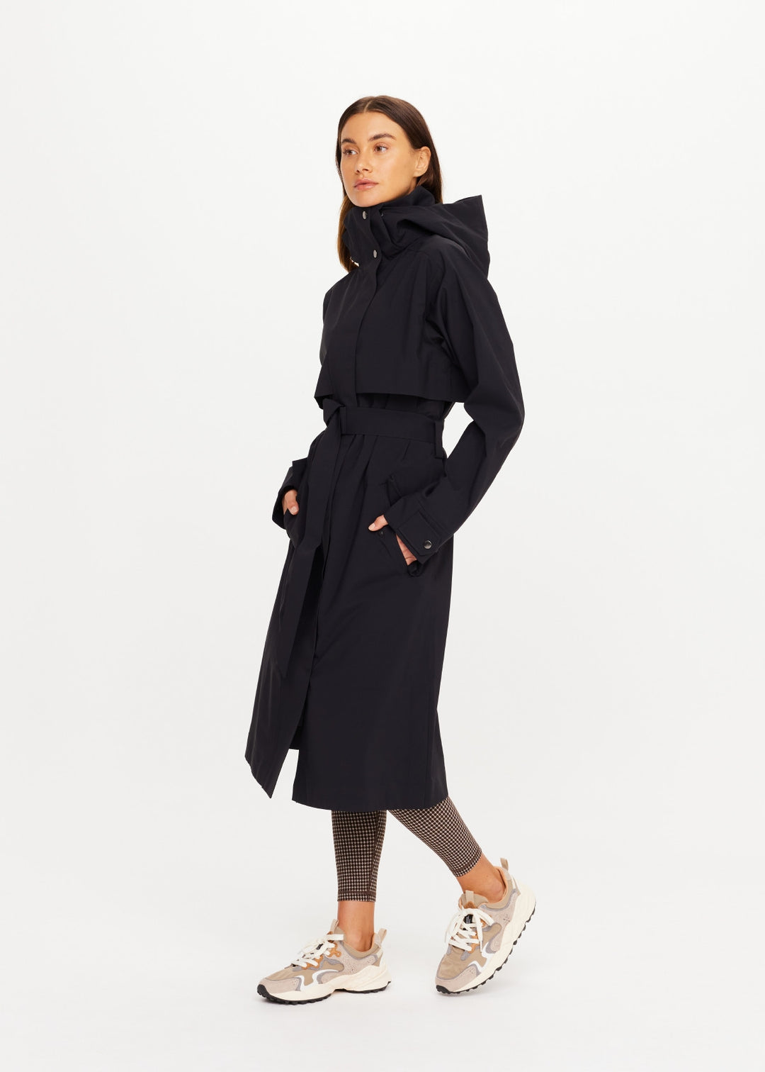 The Upside James Hooded Trench Coat Black