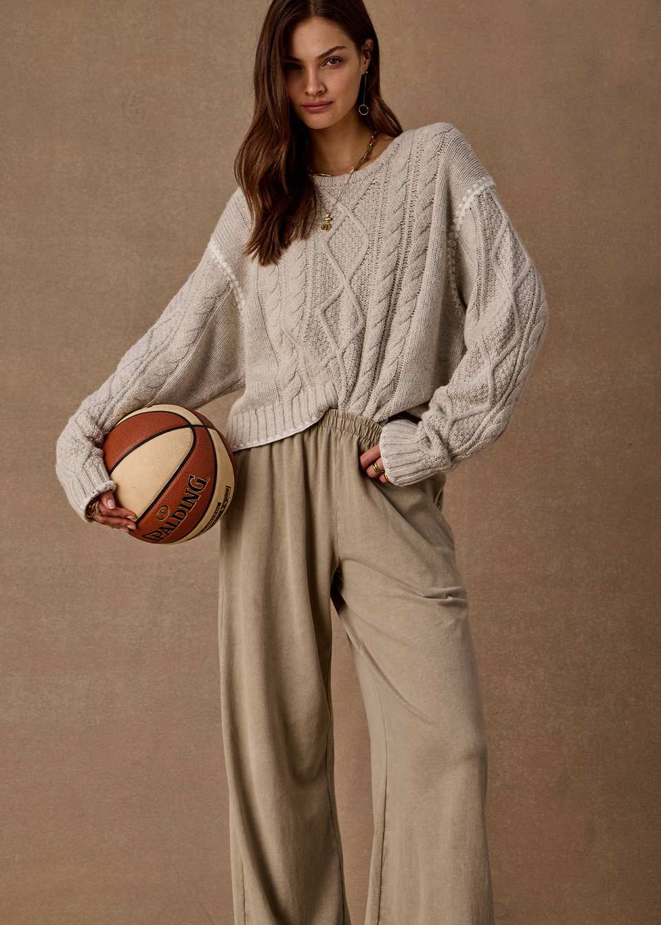The Upside Xanthe Crew Neck Knit Sweater Cream