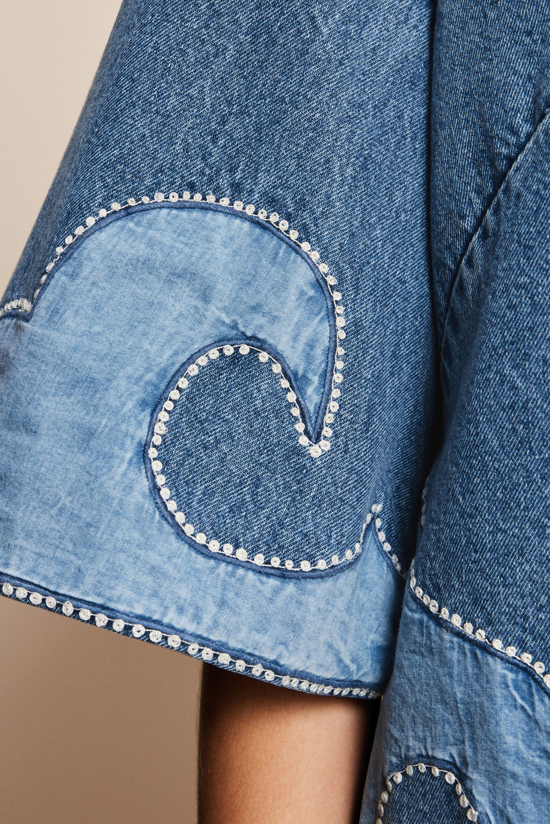 Alemais Jesse Denim Applique Mini Dress