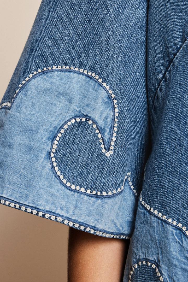 Alemais Jesse Denim Applique Mini Dress