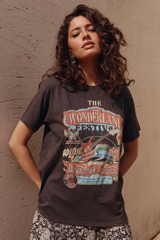 Spell - Wonderland Biker Tee - Charcoal